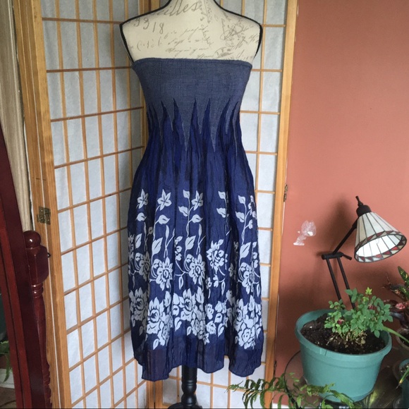Lapis Dresses & Skirts - Summer Dress Skirt Convertible Blue White Floral